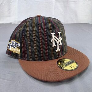 New‎ Era 59Fifty Mets 1986 World Series Patch Fitted Hat Herringbone 7 1/4 NWT